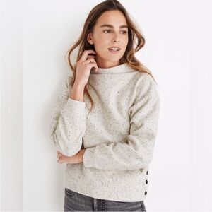 Madewell Donegal Mockneck Side Button Sweatshirt Size XL Antique White Cozy